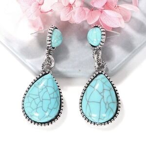 3/15 NWT Bohemian howlite Turquoise Water Drop Earrings